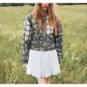 H&M Quilted Cotton Paisley Print Jacket Khaki Green XL